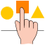 Unha man sinalando un cadrado
